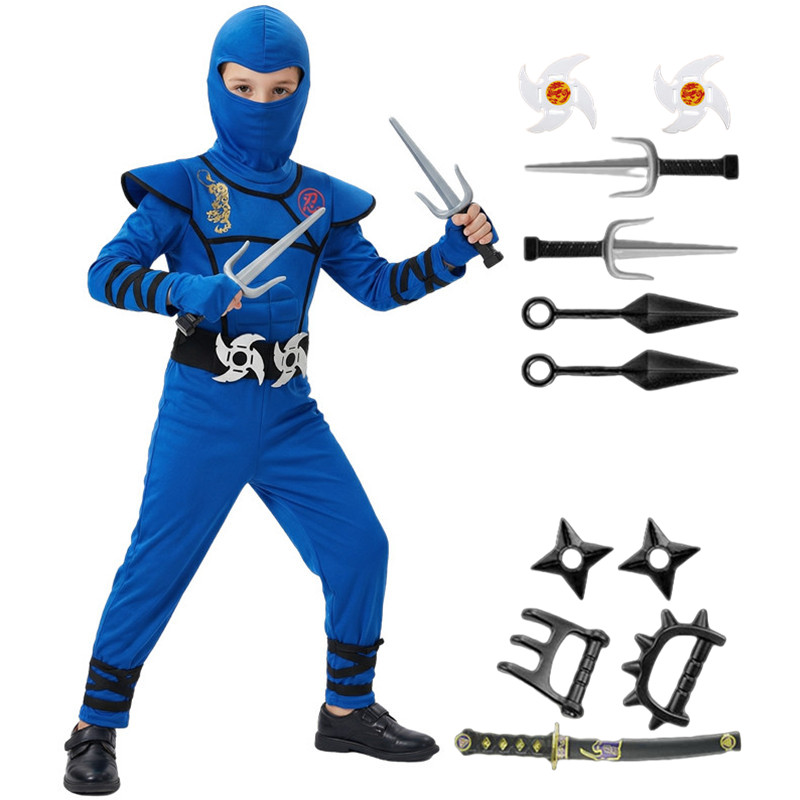 Kids Toys Set - 어린이용 검정색과 파란색 닌자 의상 할로윈