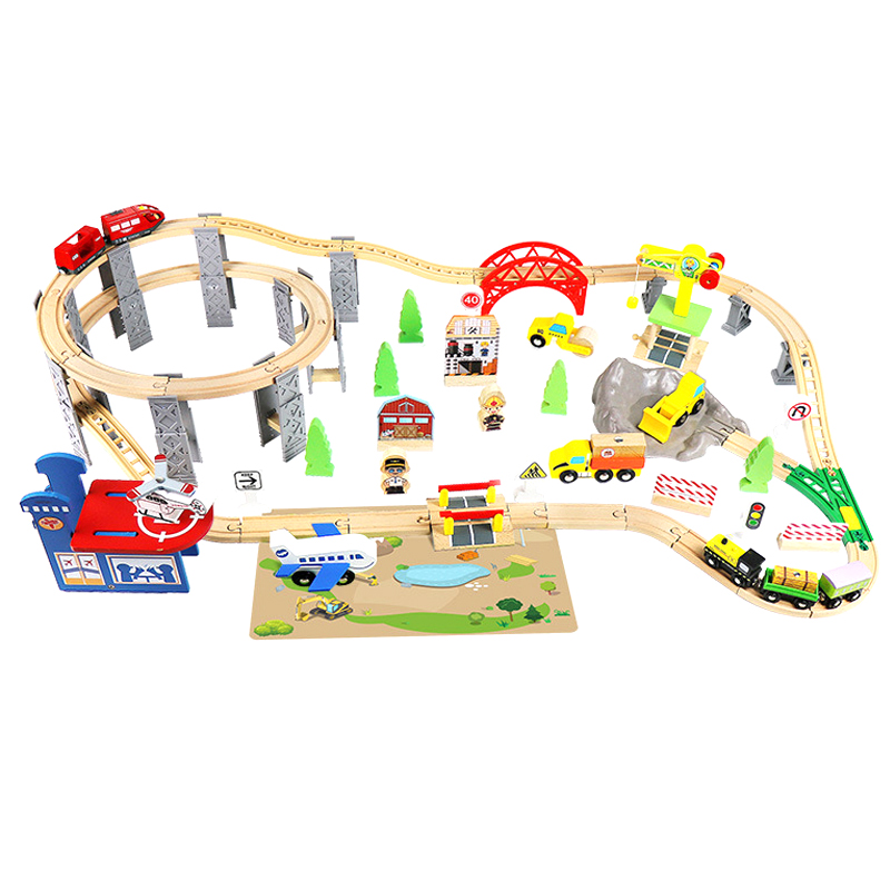 Toy Train Track Set - 나무 기차 트랙 나선형 고교대 링