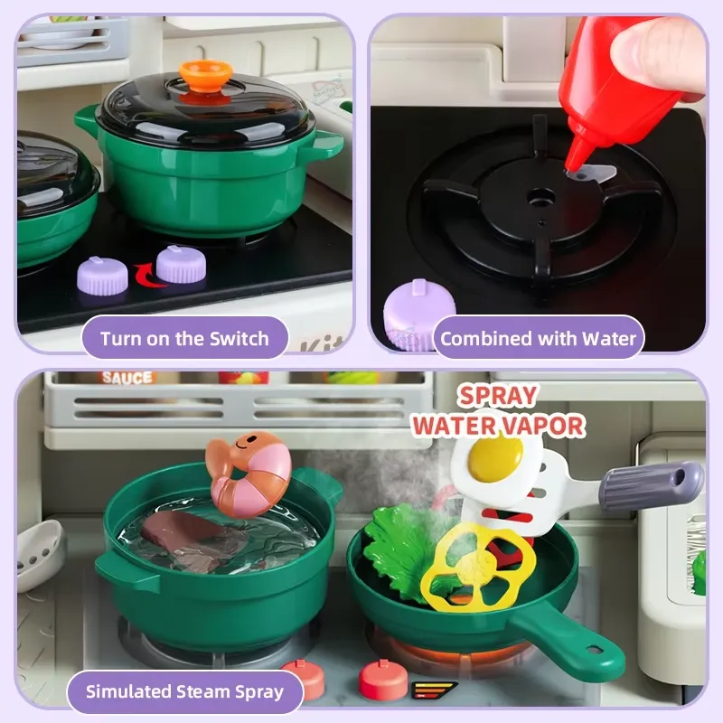 90cm 대형 어린이용 가상 주방놀이 세트 (조명, 소 - Kids Toys Return Gift 리뷰 및 가격