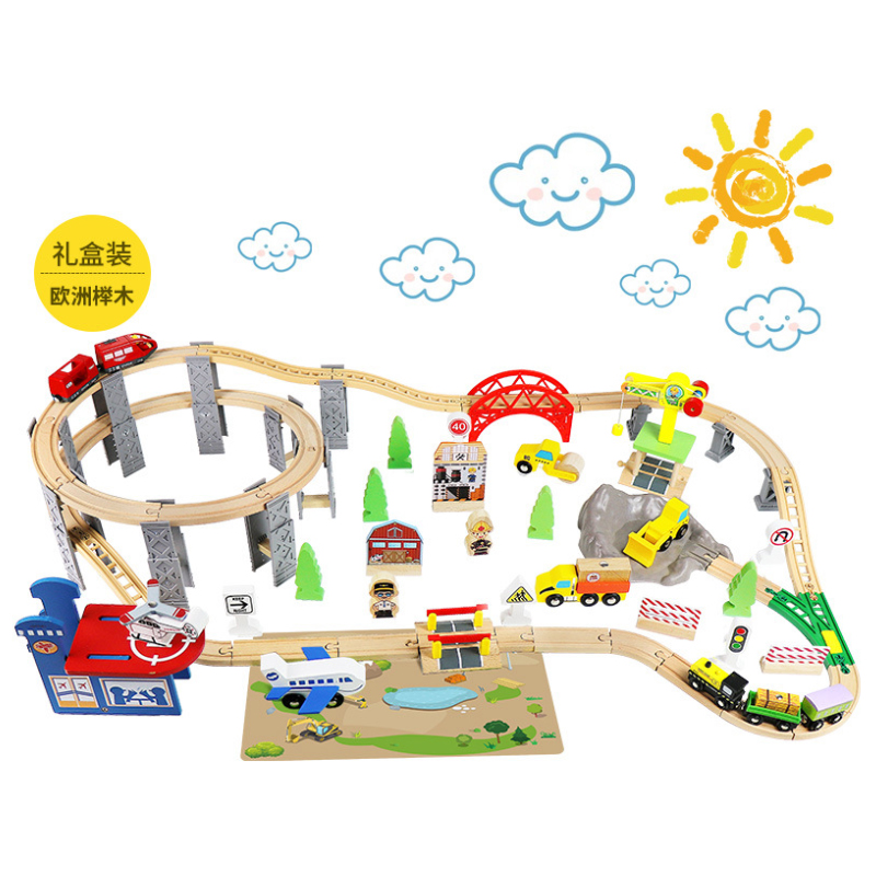 나무 기차 트랙 나선형 고교대 링 세트 철도 전기 자석 - Toy Train Track Set 리뷰 및 가격