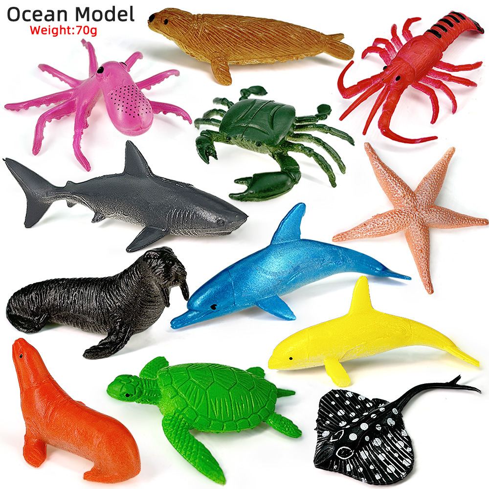 12pcs 오션 바다 생활 세트 동물 모델 게 오징어  - Kids Toys 3 Year Old 리뷰 및 가격