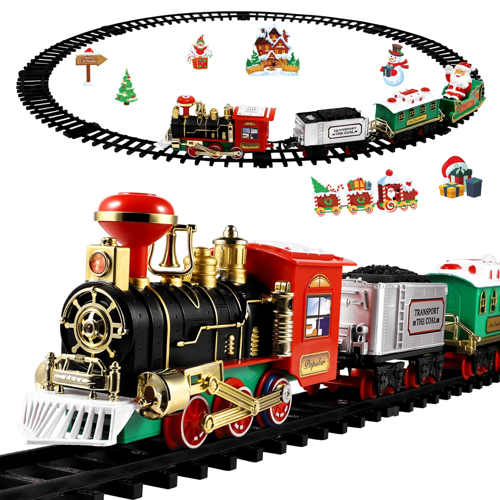 크리스마스 기차 세트 조명과 함께 축제 미니 기관차 모 - Toy Train Track Set 리뷰 및 가격