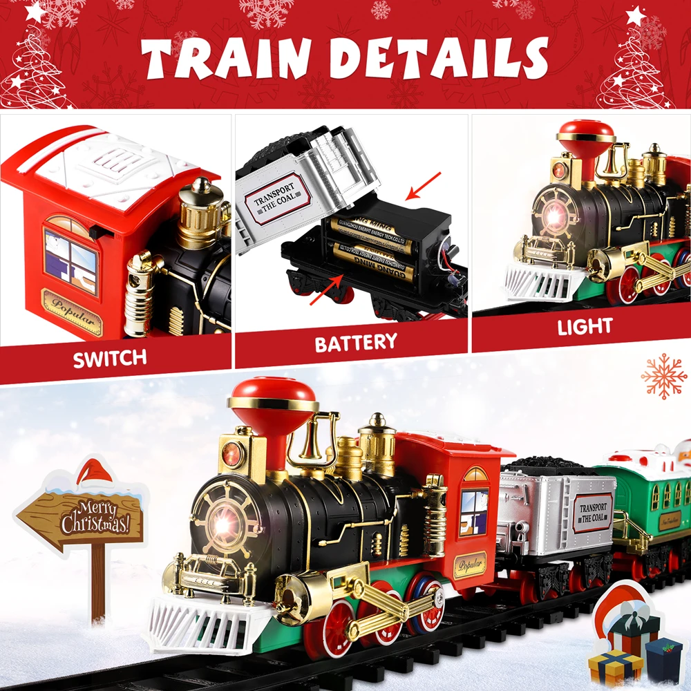 크리스마스 기차 세트 조명과 함께 축제 미니 기관차 모 - Toy Train Track Set 리뷰 및 가격