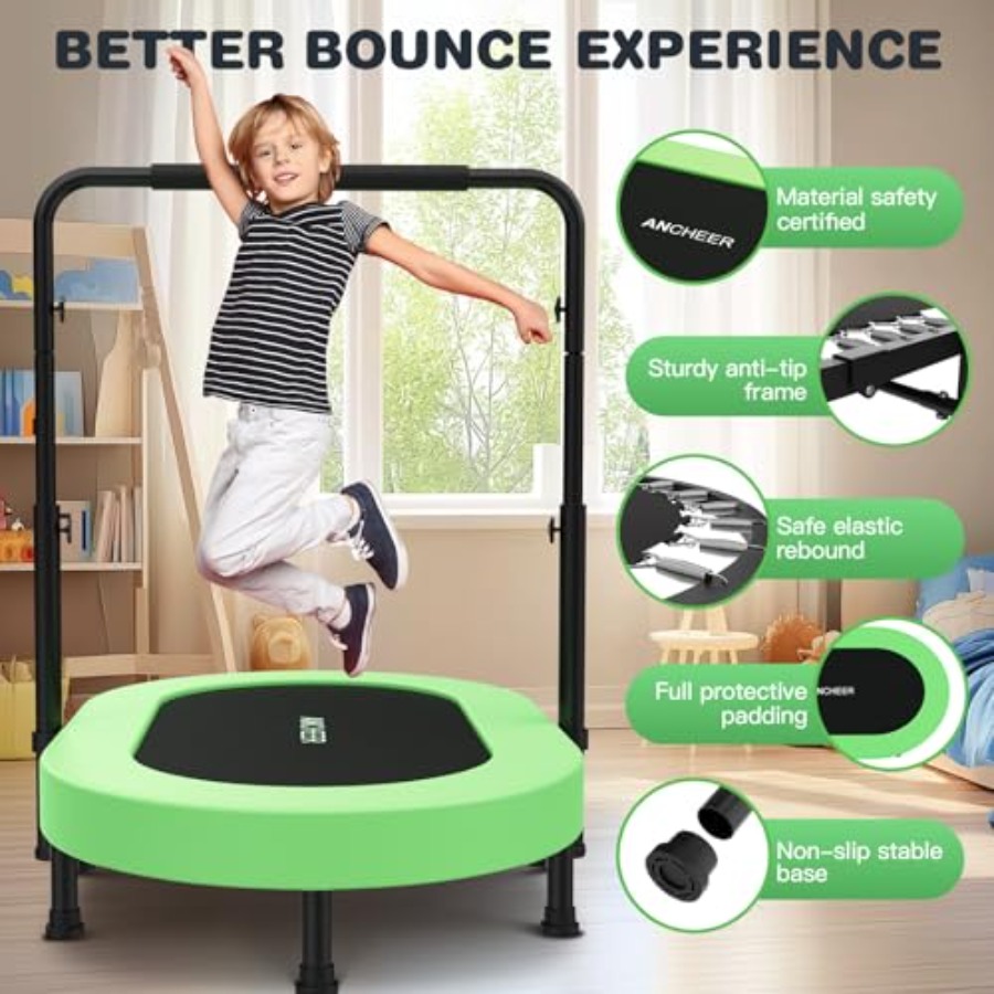 실내/실외용 유아용 트램펄린, 블루 폼 손잡이와 안전  - Trampoline Mini Indoor 리뷰 및 가격