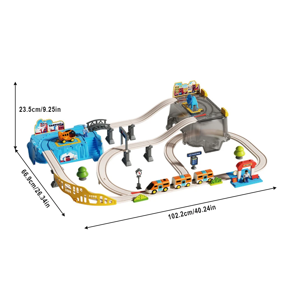공항 테마 기차 트랙 장난감 세트(보관 상자 포함) 창 - Toy Train Track Set 리뷰 및 가격