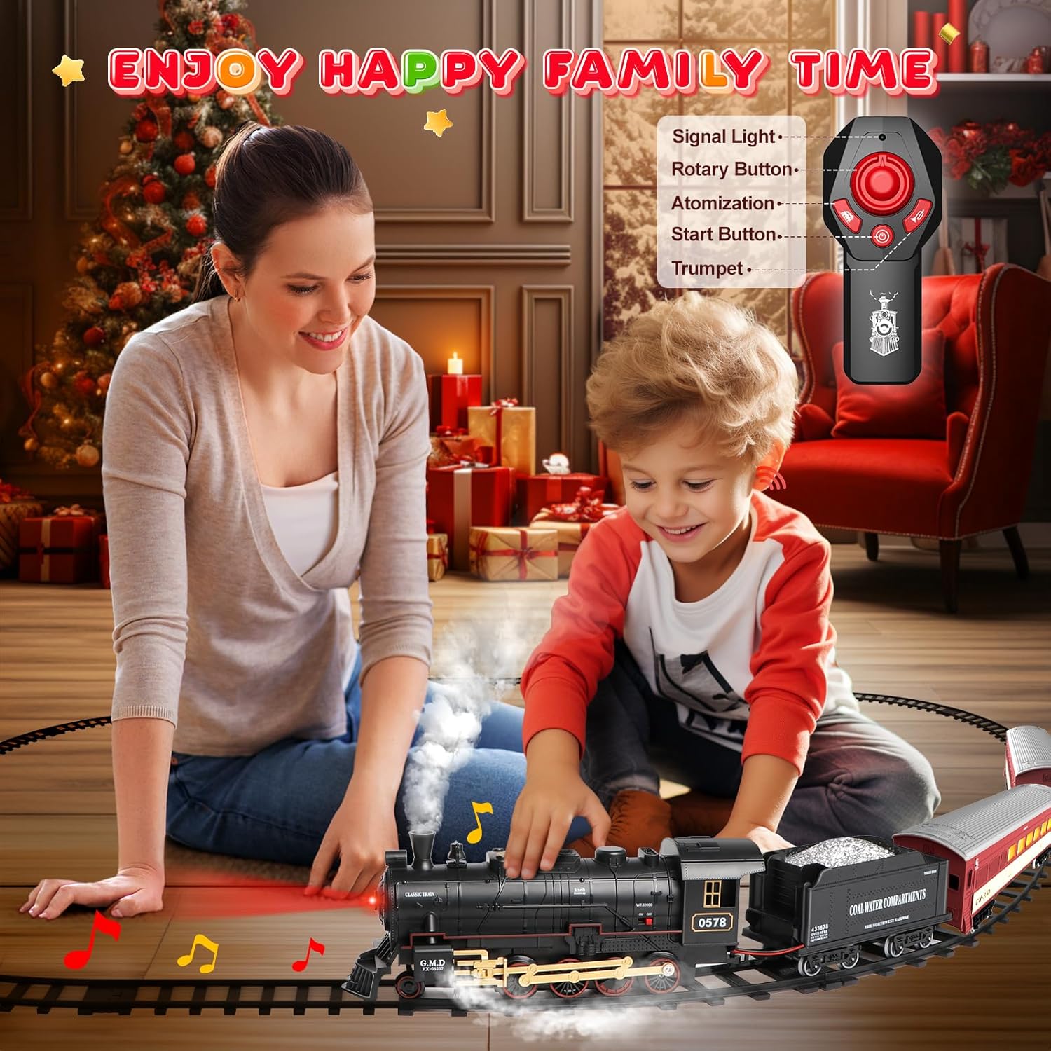 증기 기관차, 조명이 있는 여객차 및 트랙이 포함된 원 - Toy Train Track Set 리뷰 및 가격